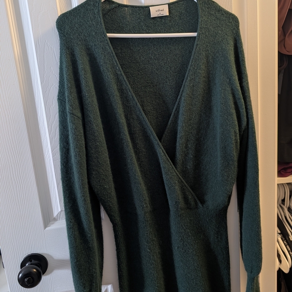 Wilfred Forest Green Long Sleeve V-Neck Sweater Dress - Picture 4 of 4